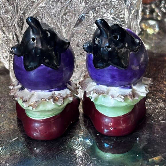 Vintage Anthropomorphic Eggplant Salt & Pepper Shakers – Japan, 1950s Vegetable - Picture 4 of 8
